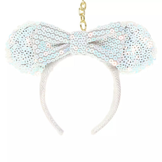 "Pre-Order" TDR - Minnie Mouse Ears Headband Keychain - Sequin White