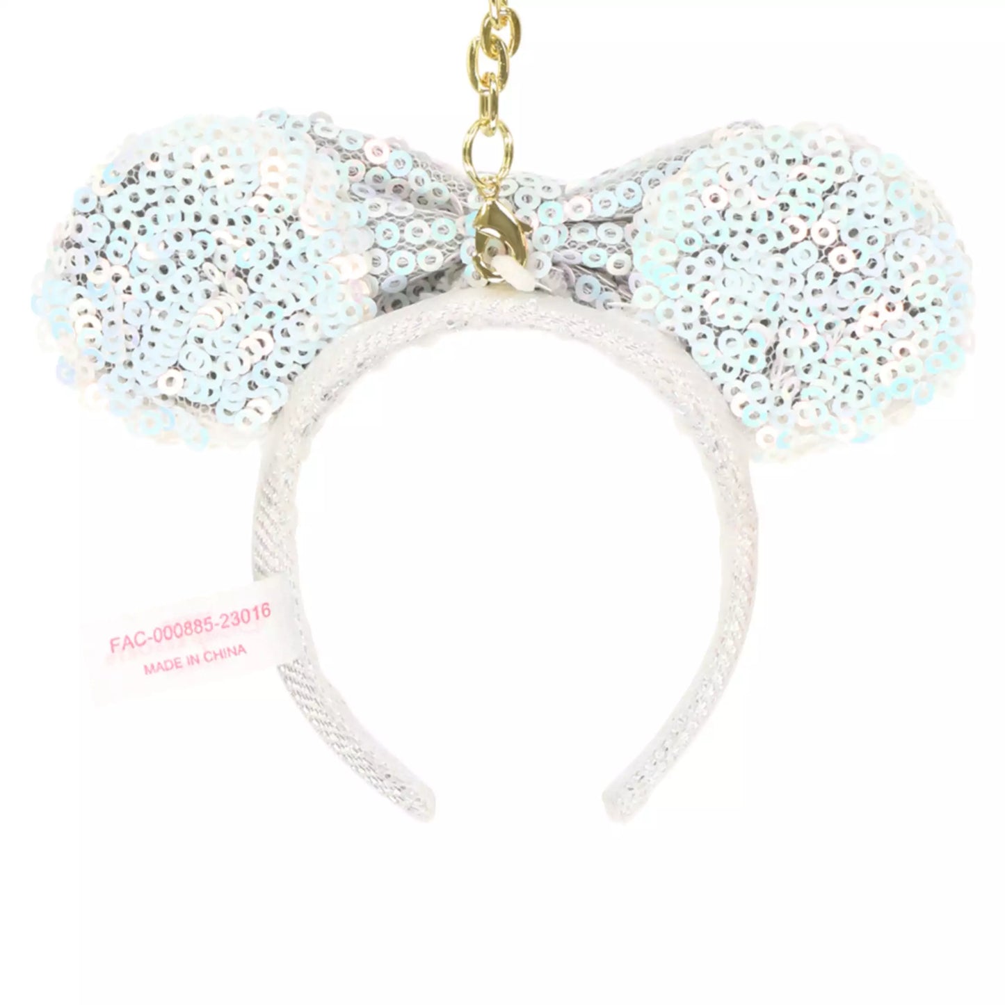 "Pre-Order" TDR - Minnie Mouse Ears Headband Keychain - Sequin White