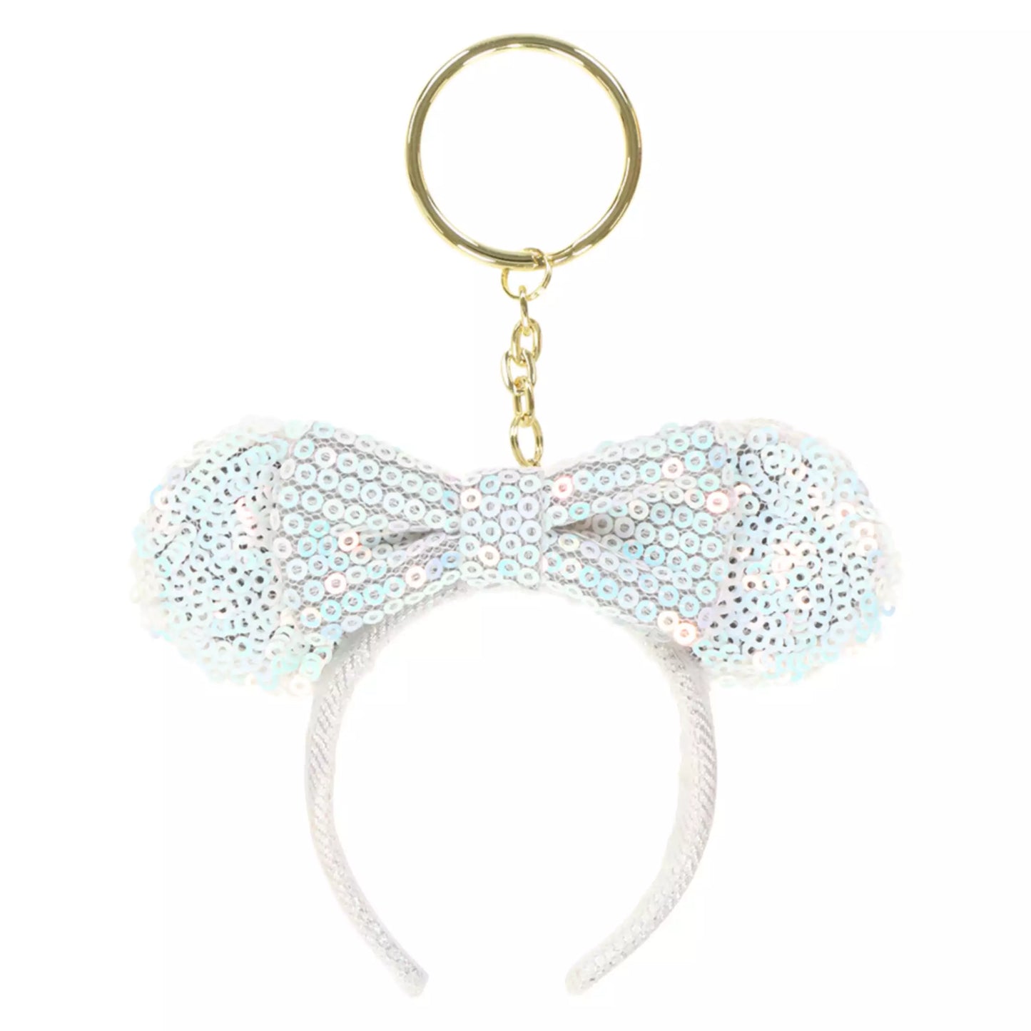 "Pre-Order" TDR - Minnie Mouse Ears Headband Keychain - Sequin White