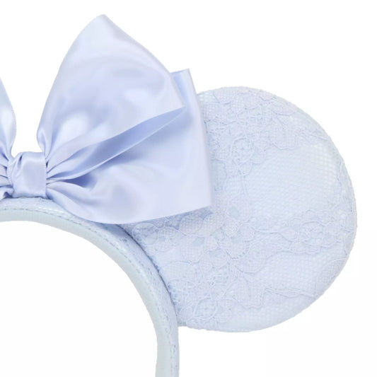 "Pre-Order" TDR - Minnie Light Blue Lace Ears Headband - Disney Blue Ever After