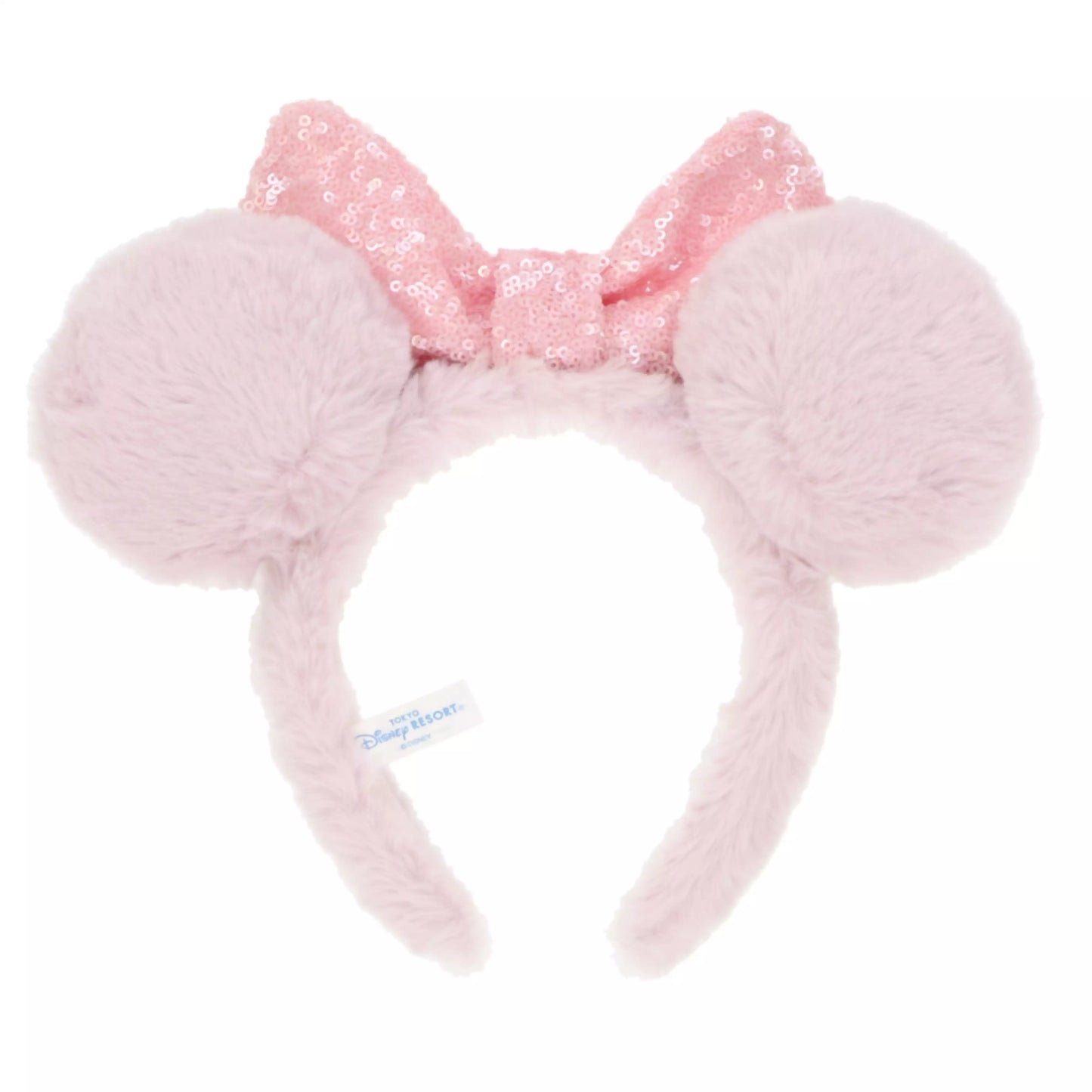 TDR - Purple Pink Minnie Ears Fluffy Headband - Sparking Pink Sequin【Ready Stock】