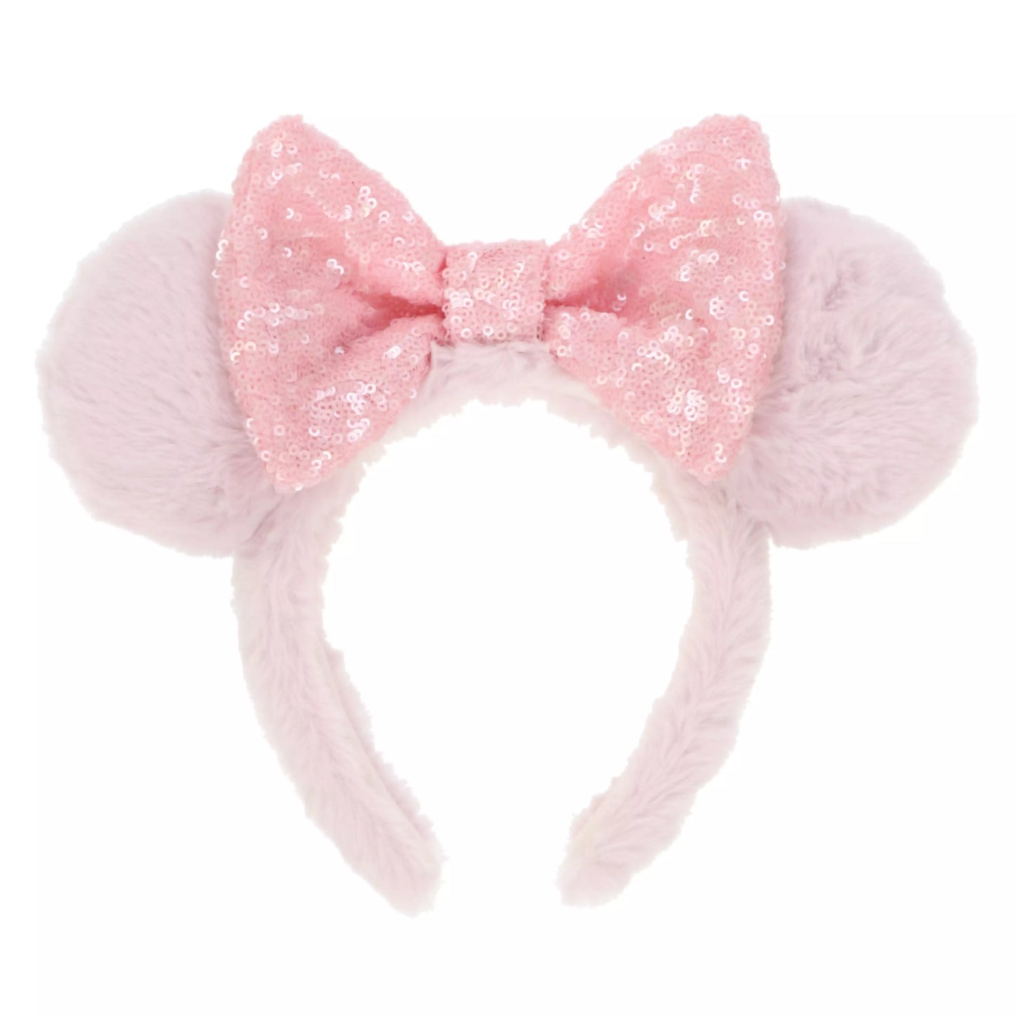 TDR - Purple Pink Minnie Ears Fluffy Headband - Sparking Pink Sequin【Ready Stock】