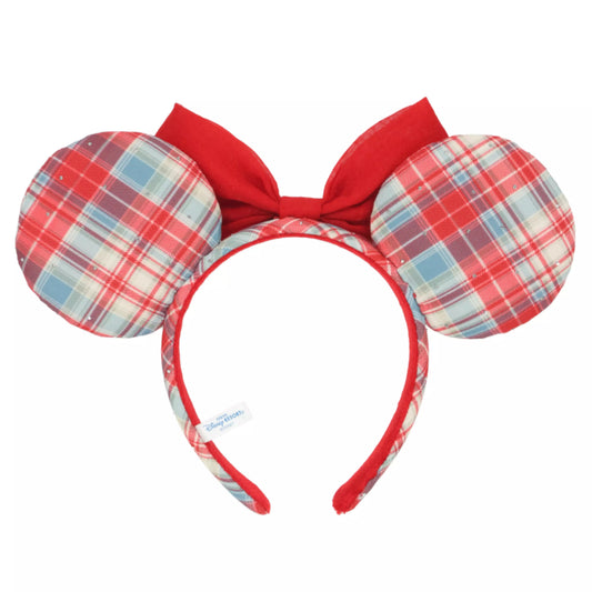 "Pre-Order" TDR - Minnie Red and Blue Checkered Ears Headband for Adults