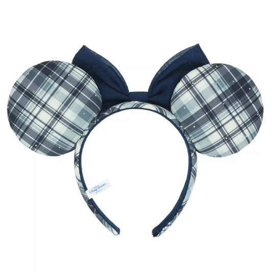 "Pre-Order" TDR - Minnie Blue and Grey Checkered Ears Headband for Adults