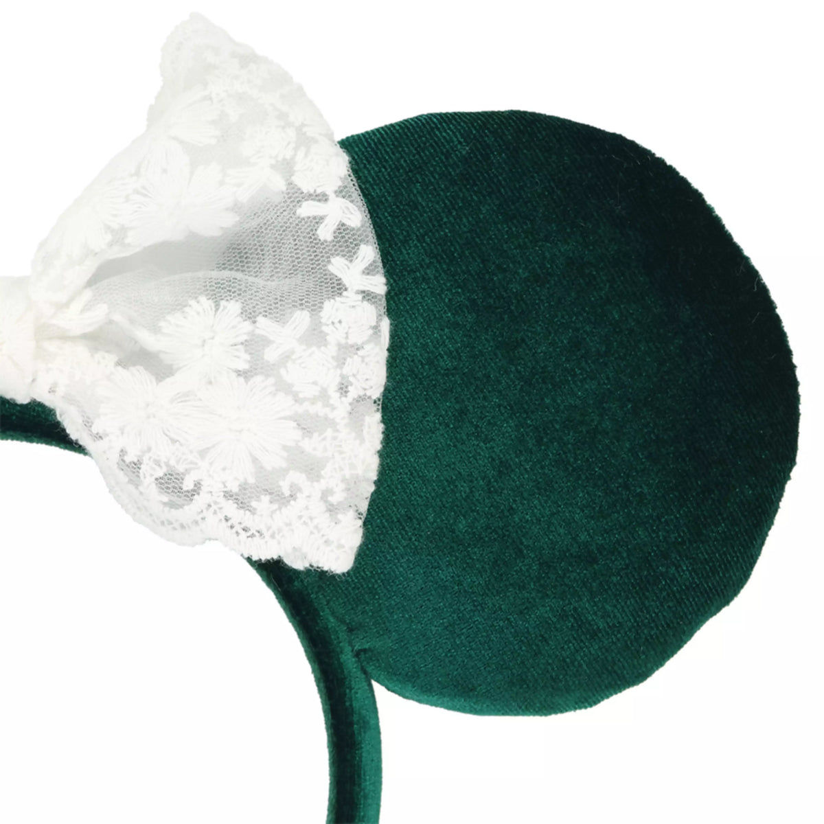 "Pre-Order" TDR - Dark Green Velvet Lace Minnie Ears Headband for Adults