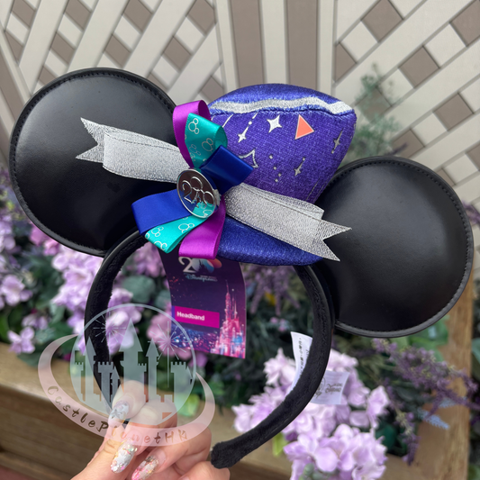 "Pre-Order" HKDL - Mickey Ears Headband Simulated Leather, HKDL 20th Anniversary Grand Celebration