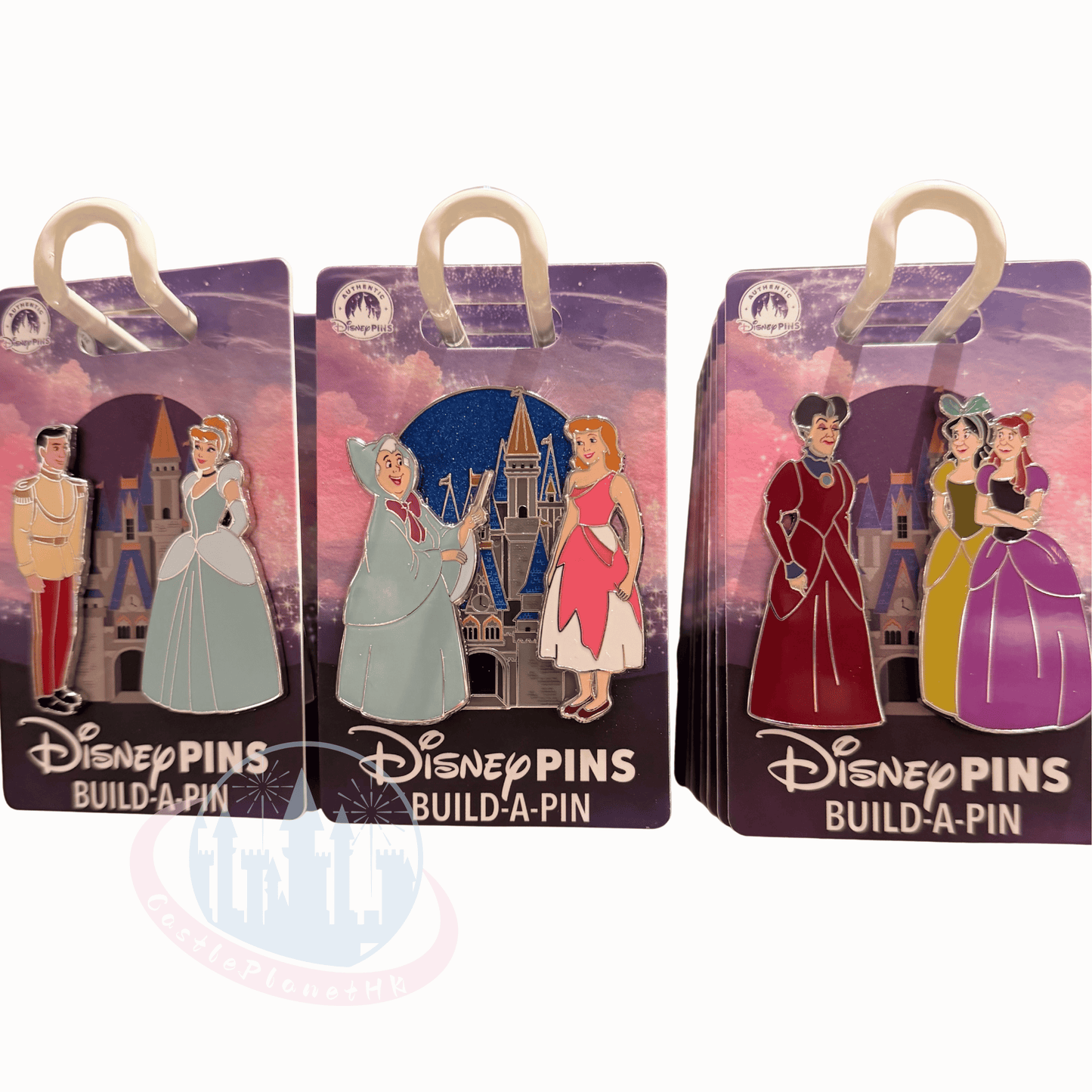 "Pre-Order" HKDL - Fairy Godmother and Cinderella Pin, Cinderella Build-a-Pin 2026