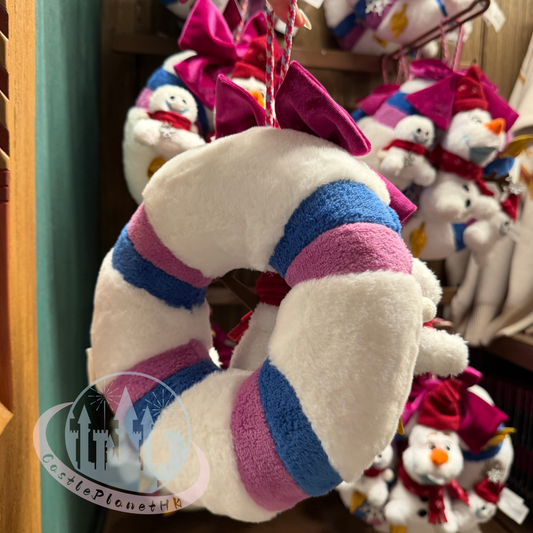 “Pre-order” HKDL - Scarf Olaf and Snowgie Christmas Plush Wreath,World of Frozen