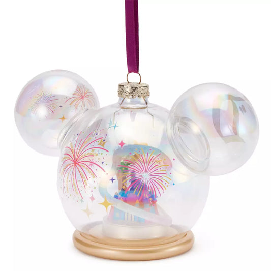 “Pre-order” HKDL - Tinker Bell and Sleeping Beauty Castle Glass Ball Ornament, Disneyland 70th Anniversary