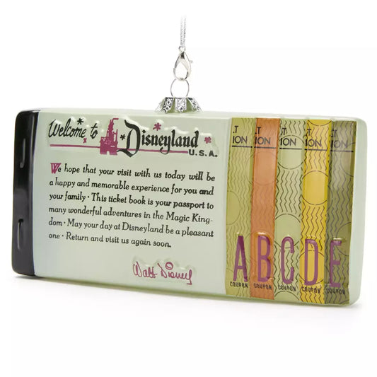 “Pre-order” HKDL - Disneyland Ticket Book Blown Glass Ornament, Disneyland 70th Anniversary