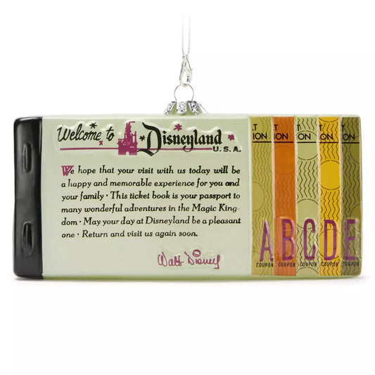 “Pre-order” HKDL - Disneyland Ticket Book Blown Glass Ornament, Disneyland 70th Anniversary