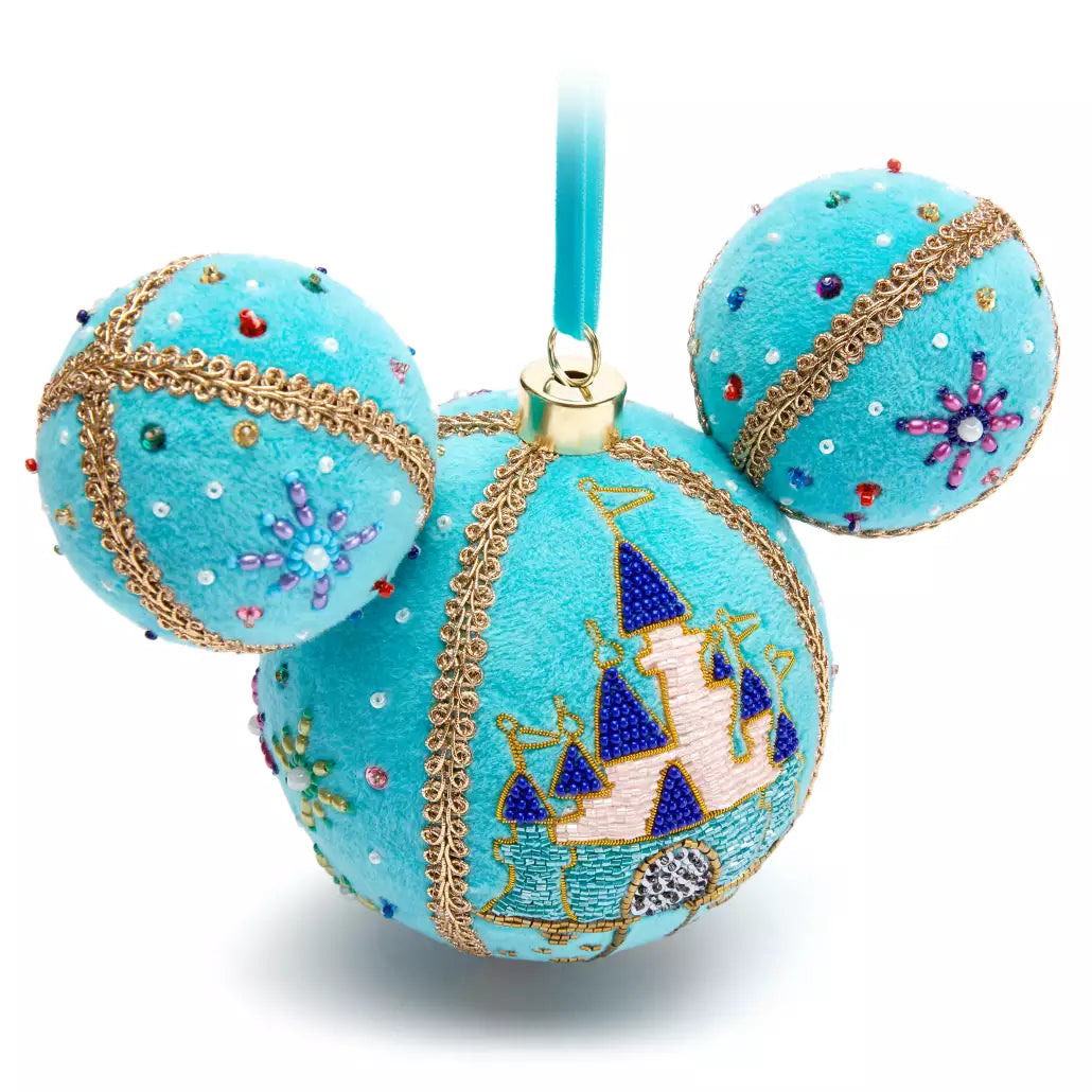 “Pre-order” HKDL - Mickey Mouse Icon Ball Ornament, Beaded Fantasyland Castle