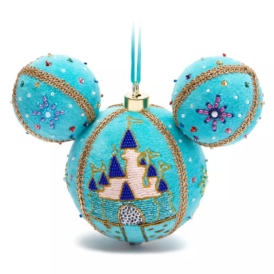 “Pre-order” HKDL - Mickey Mouse Icon Ball Ornament, Beaded Fantasyland Castle