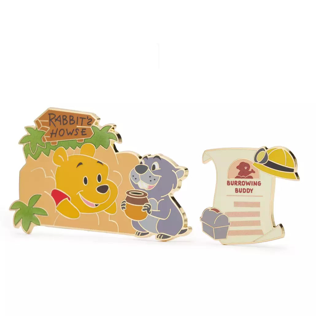 HKDL - Winnie the Pooh and Gopher 2-Piece Pin Set, Hundred Acre Wood Series, November【Ready Stock】