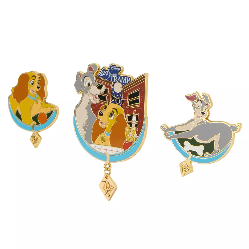 “Pre-order” HKDL - Lady and the Tramp 70th Anniversary 3-Piece Pin Set, Limited Edition