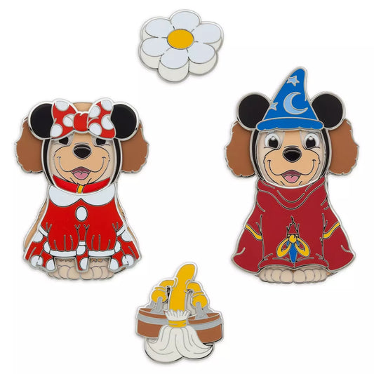 HKDL - Disney Pets Outfits Lady Pin Set with Sorcerer Mickey Mouse and Minnie Mouse Costumes【Ready Stock】