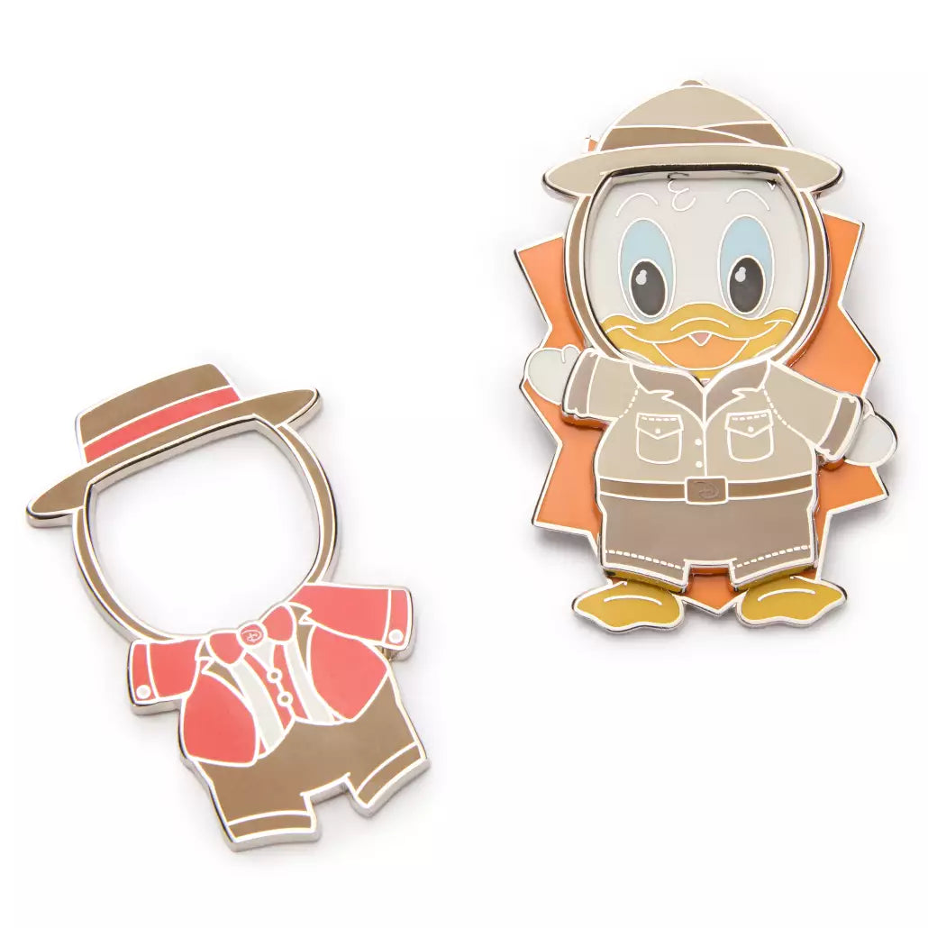 "Pre-Order" HKDL - Donald Duck Disney Park Pal Outfits Magnetic Bugle Player and Explorer Pin Set