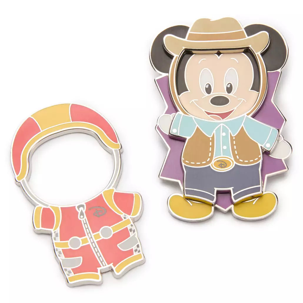 "Pre-Order" HKDL - Mickey Mouse Disney Park Pal Outfits Magnetic Sheriff & Wrestler Pin Set