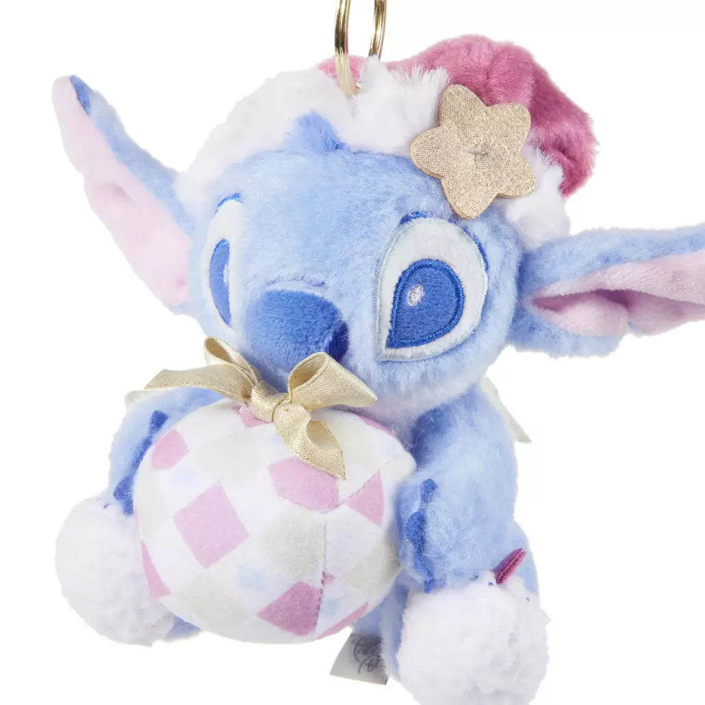 HKDL - Stitch Holiday Plush Keychain - Hug with Gift Box (Gifting Stitch - Winter 2023)【Ready Stock】