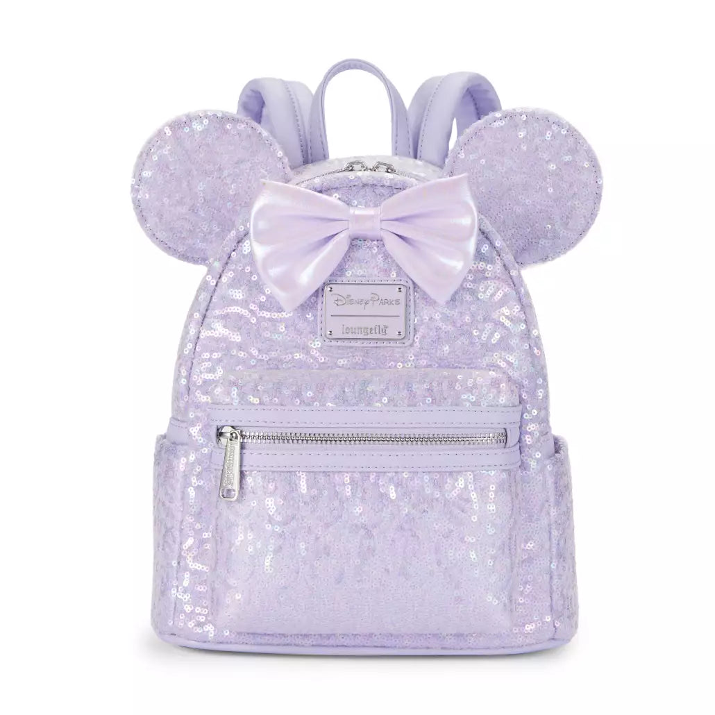 HKDL - Minnie Mouse Sequined Loungefly Mini Backpack, Opalescent【Ready Stock】