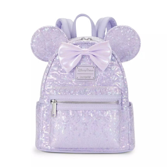 HKDL - Minnie Mouse Sequined Loungefly Mini Backpack, Opalescent【Ready Stock】