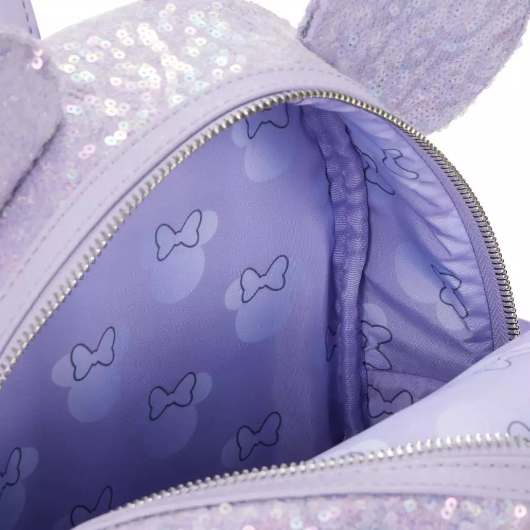 HKDL - Minnie Mouse Sequined Loungefly Mini Backpack, Opalescent【Ready Stock】