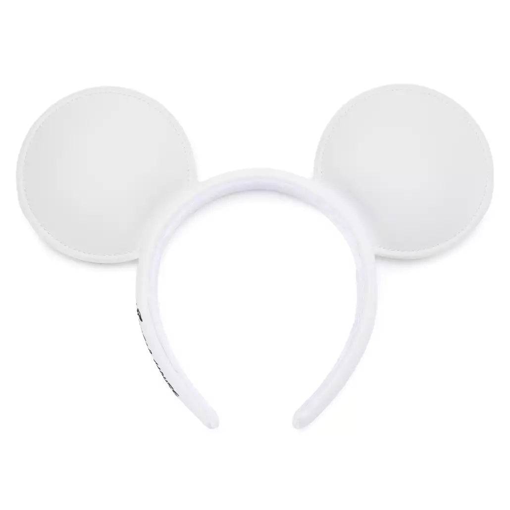 "Pre-Order" HKDL - Mickey Mouse White Simulated Leather Ears Headband for Adults