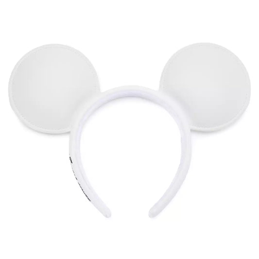 "Pre-Order" HKDL - Mickey Mouse White Simulated Leather Ears Headband for Adults