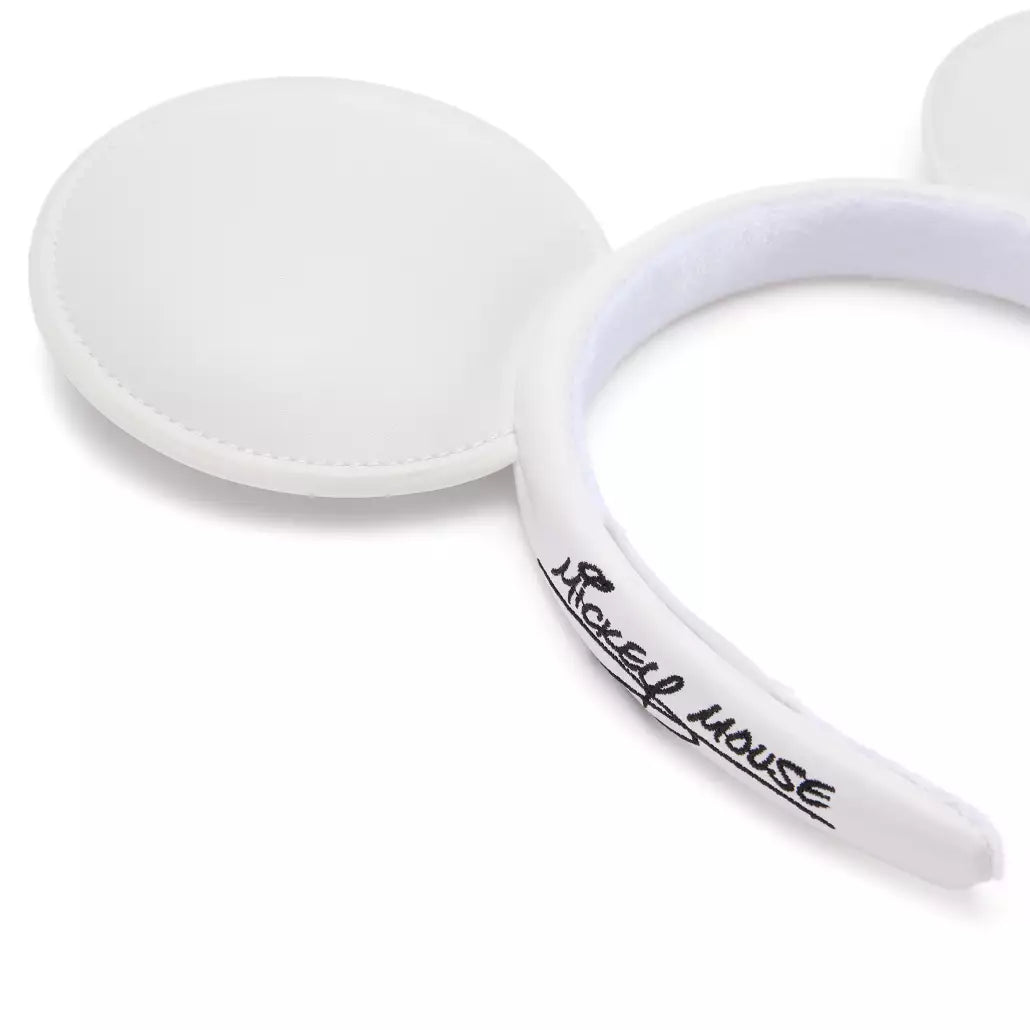 "Pre-Order" HKDL - Mickey Mouse White Simulated Leather Ears Headband for Adults