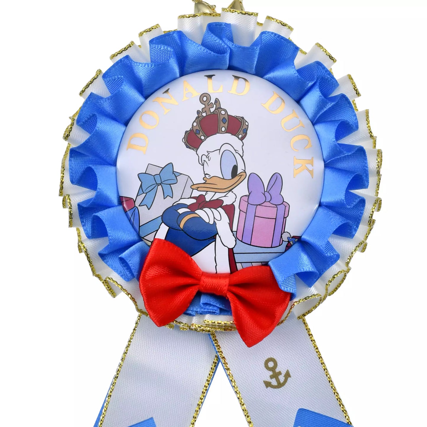 “Pre-Order” JDS - Donald Can Badge Rosette with Chain, DONALD THE KING BIRTHDAY