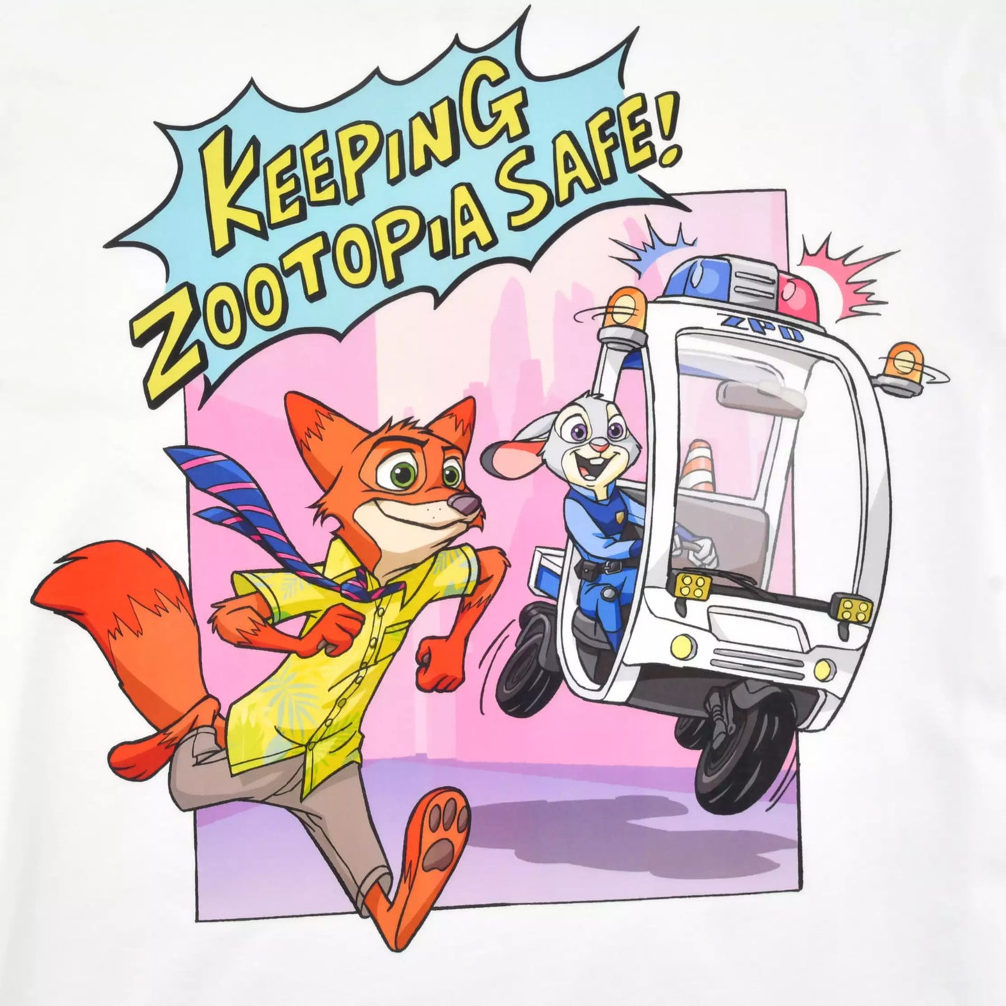 "Pre-Order" JDS - Zootopia Comic Style Long Sleeve T-Shirt, White, XL for Adults