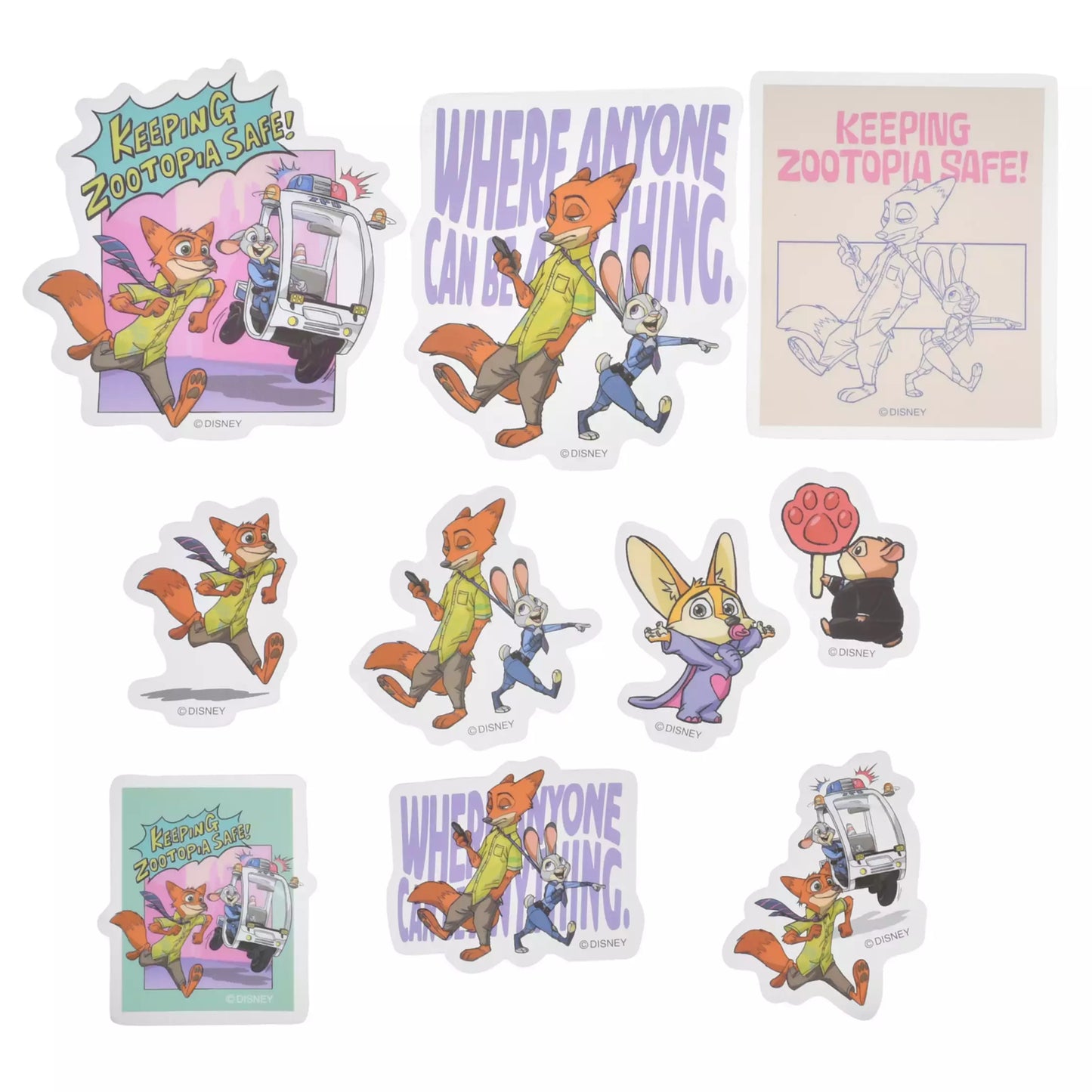"Pre-Order" JDS - Zootopia Sticker Collection, ZOOTOPIA COMIC STYLE Clear Peel and Stick Stickers