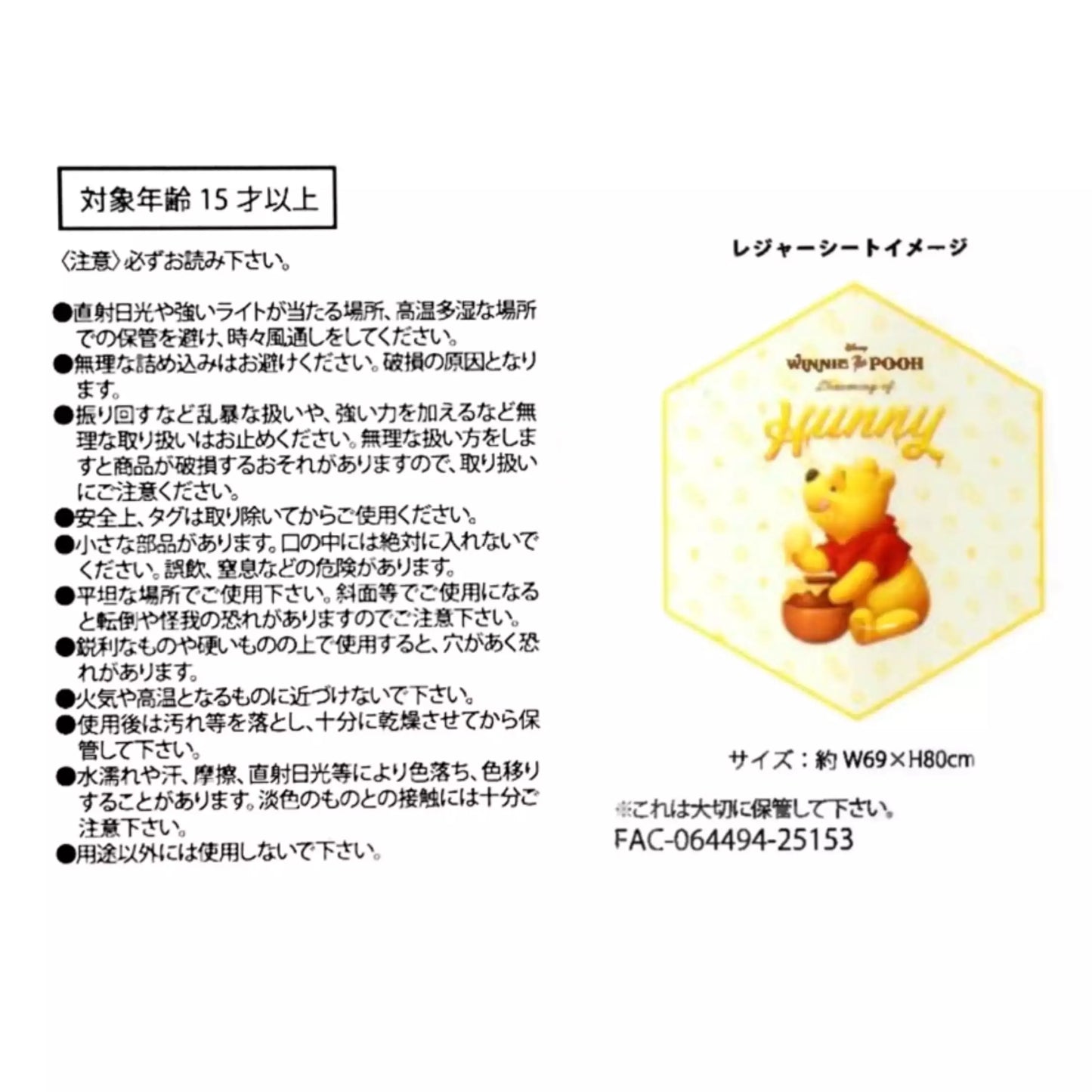 "Pre-Order" JDS - Winnie the Pooh Picnic Sheet in Pouch, Honey Day 2025
