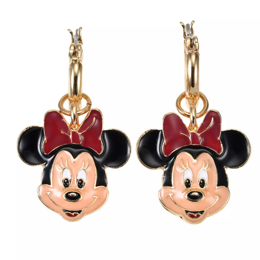 "Pre-Order" JDS - Minnie Mouse Hoop Earrings 2-Way Style, Face Character Motif 2026