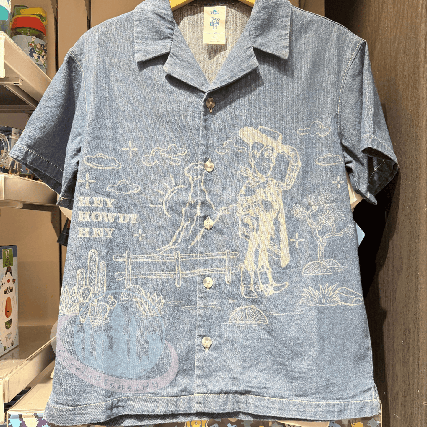 “Pre-order” HKDL - Woody Western Light-Wash Denim Button-up Shirt for Adults, Toy Story 2026