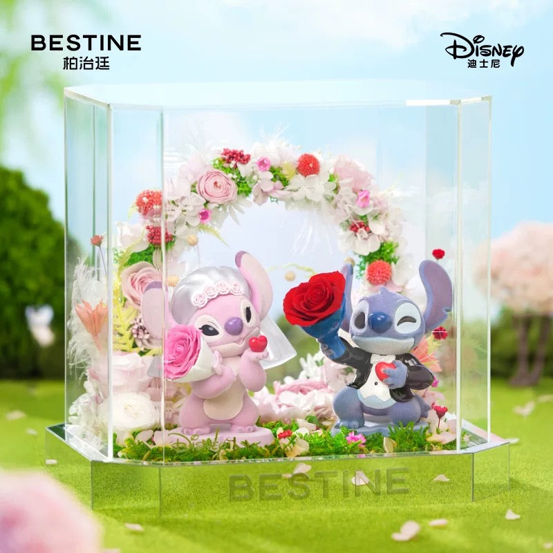 "Pre-Order" SHDR - Stitch and Angel Figures Preserved Rose Flowers (Disney X BESTINE)
