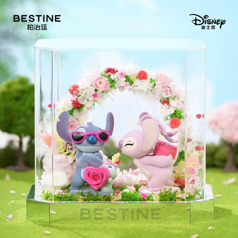 "Pre-Order" SHDR - Stitch and Angel Figures Preserved Rose Flowers (Disney X BESTINE)