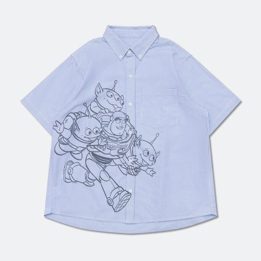 “Pre-order” HKDL - BUZZ & ALIENS STRIPE SHORT SLEEVE SHIRT for Adults, TOY STORY X GROCERY 2026
