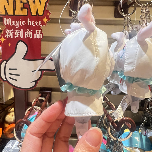 HKDL - White Rabbit Raincoat Plush Keychain【Ready Stock】