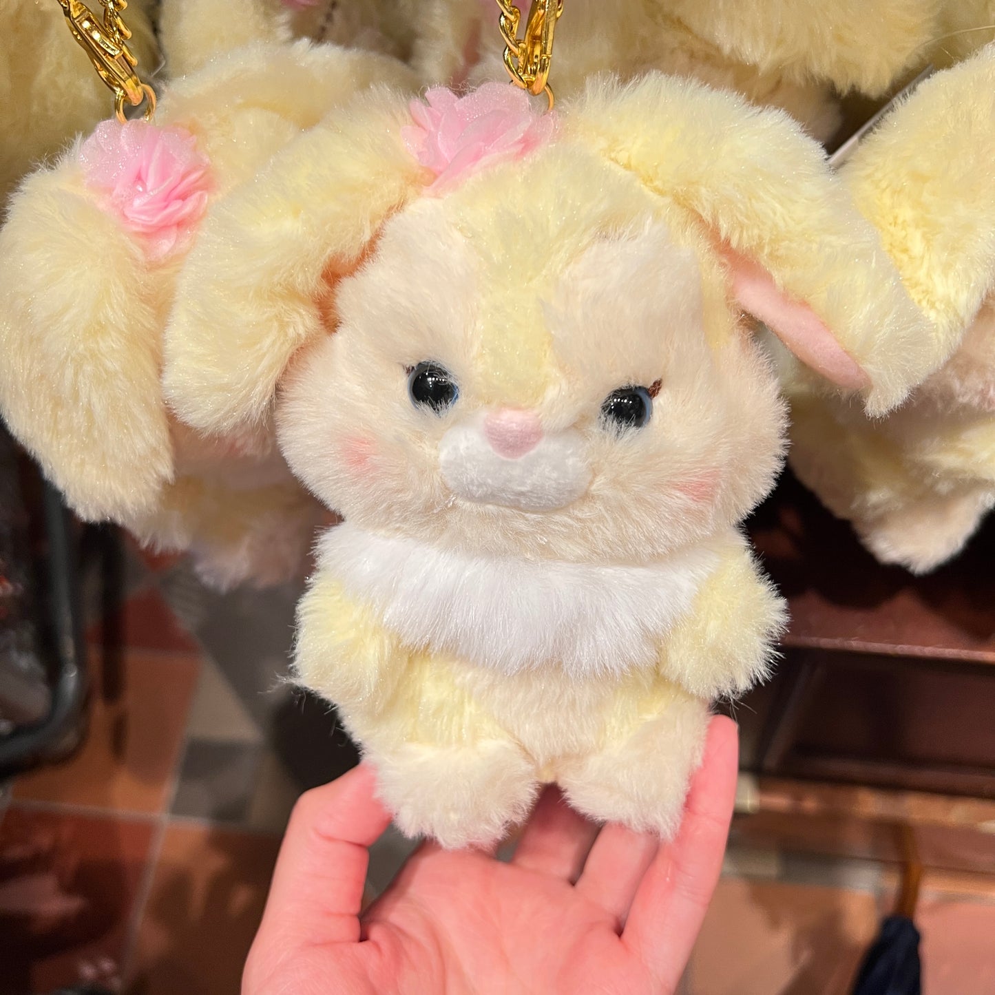 HKDL - Miss Bunny Fluffy Plush Keychain, PASTEL BUNNIES【Ready Stock】