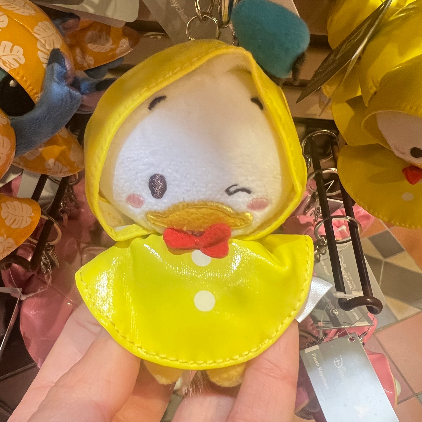 HKDL - Donald Duck Raincoat Plush Keychain【Ready Stock】