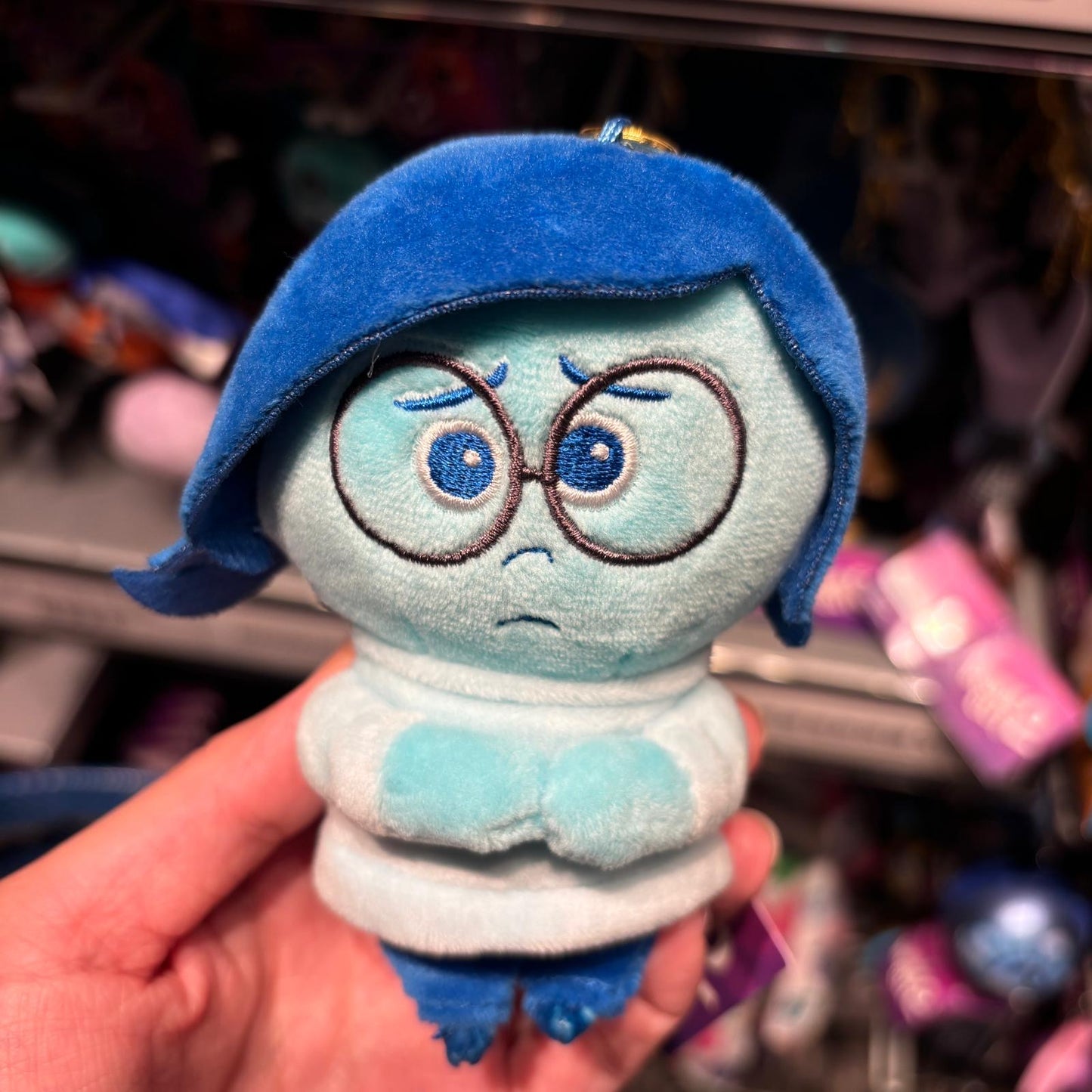 HKDL - SADNESS Plush Bag Charm Keychain - Pixar Plush Keychain - Inside Out 2【Ready Stock】