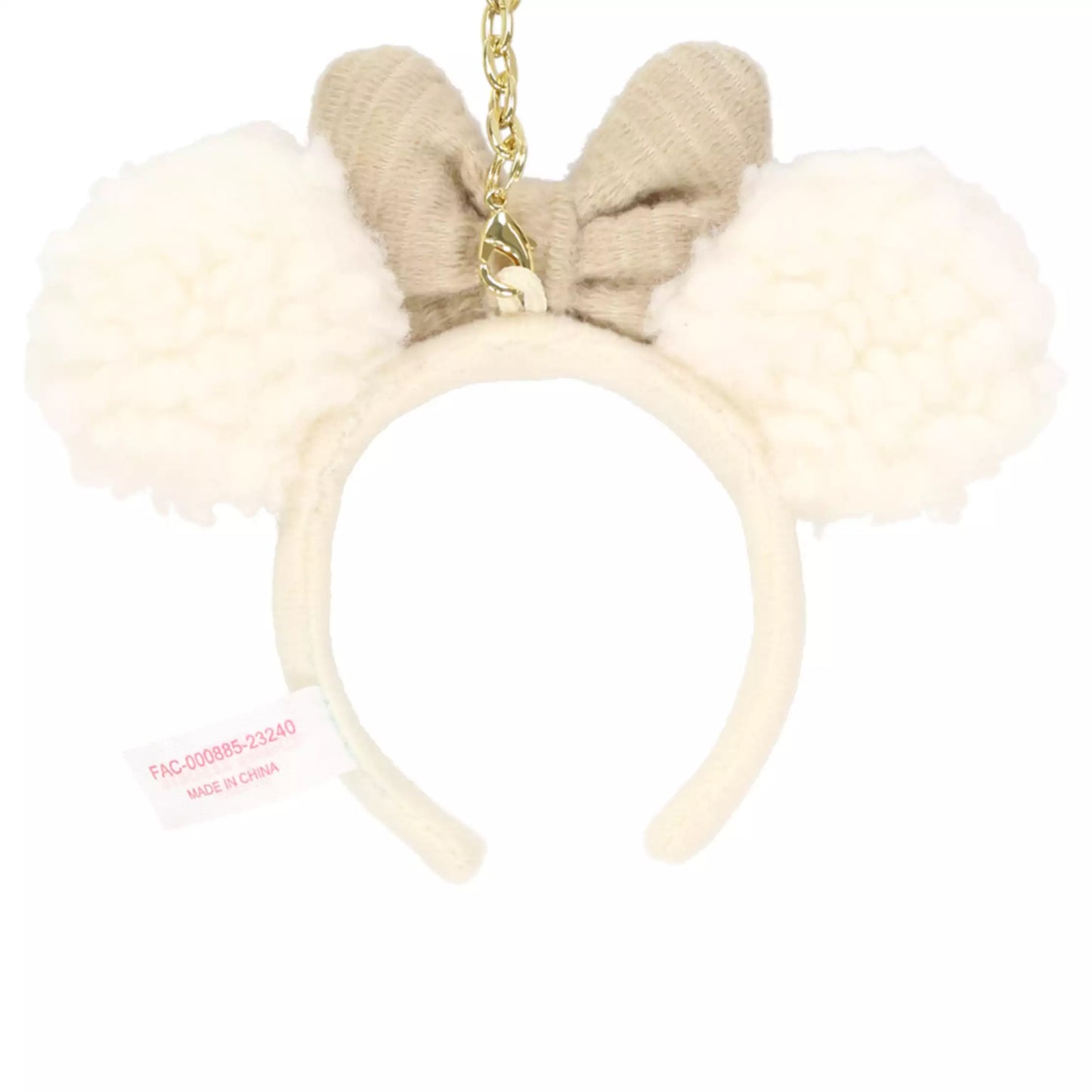 "Pre-Order" TDR - Minnie Mouse Ears Headband Keychain - White Fluffy