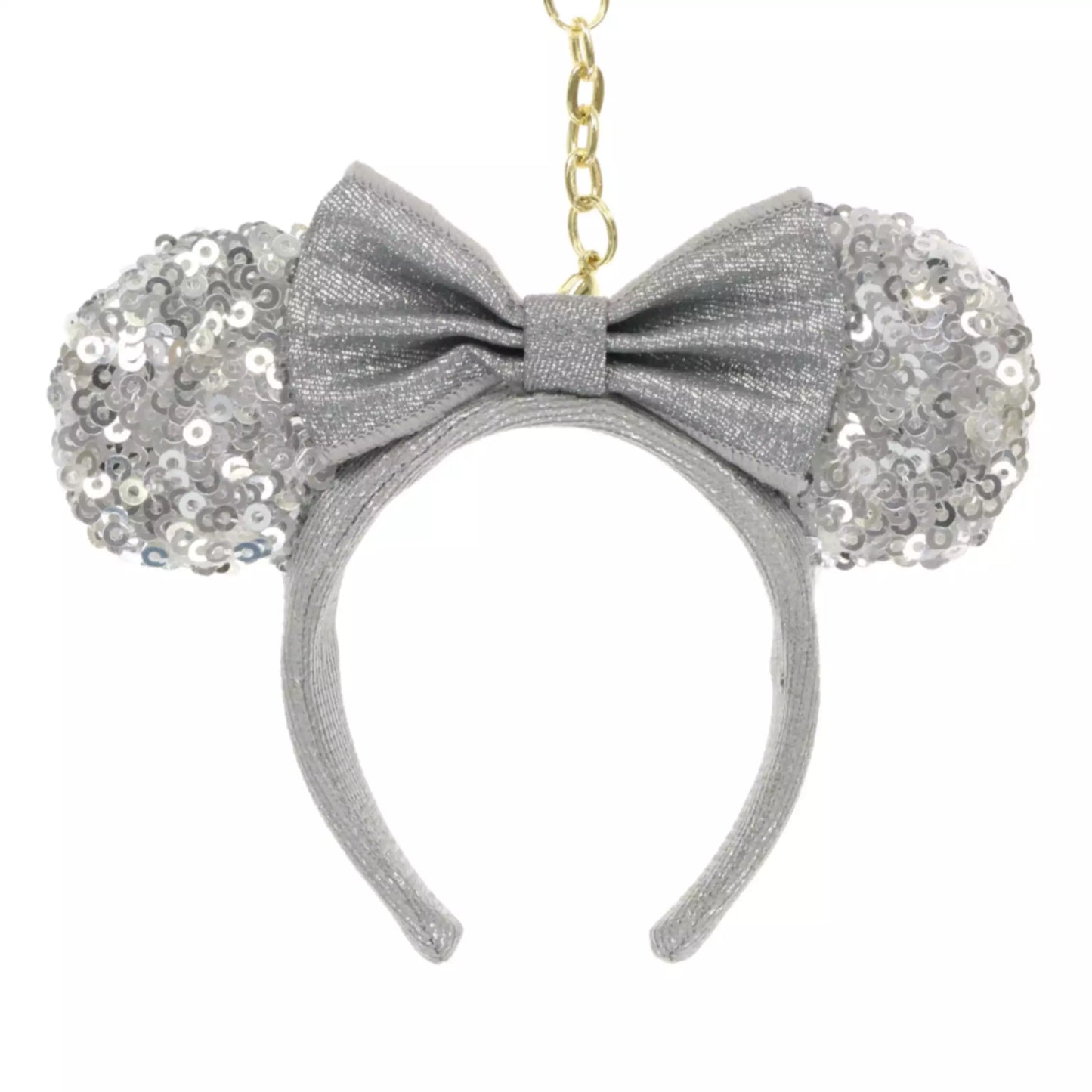 "Pre-Order" TDR - Minnie Mouse Ears Headband Keychain - Sequin Silver