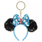 "Pre-Order" TDR - Minnie Mouse Ears Headband Keychain - Sequin Black x Blue Dot