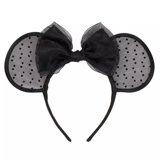 TDR - Minnie Ears Headband - Black Polka Dot Lace【Ready Stock】