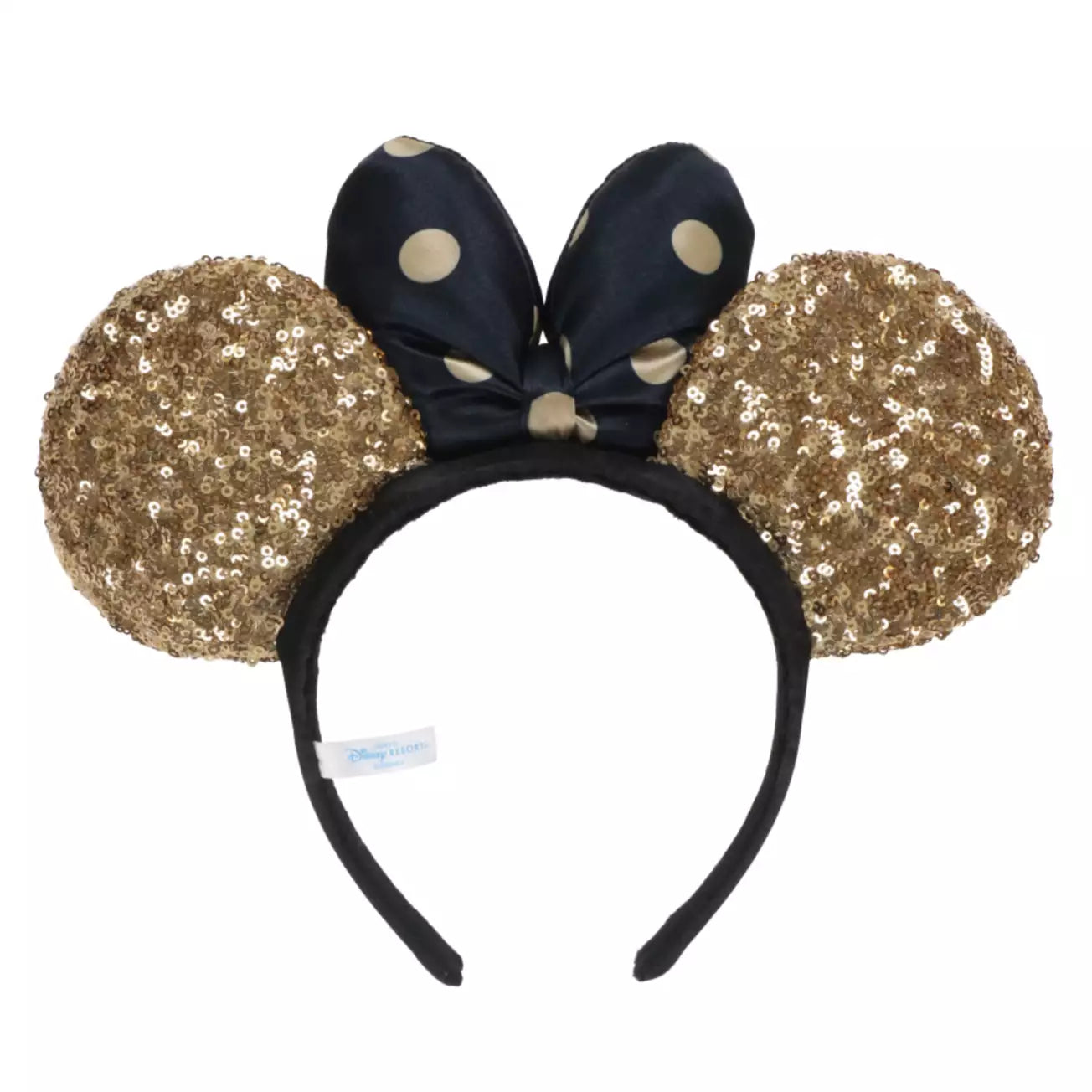 "Pre-Order"  TDR - Minnie Ears Headband - Gold Sequin x Polka Dot