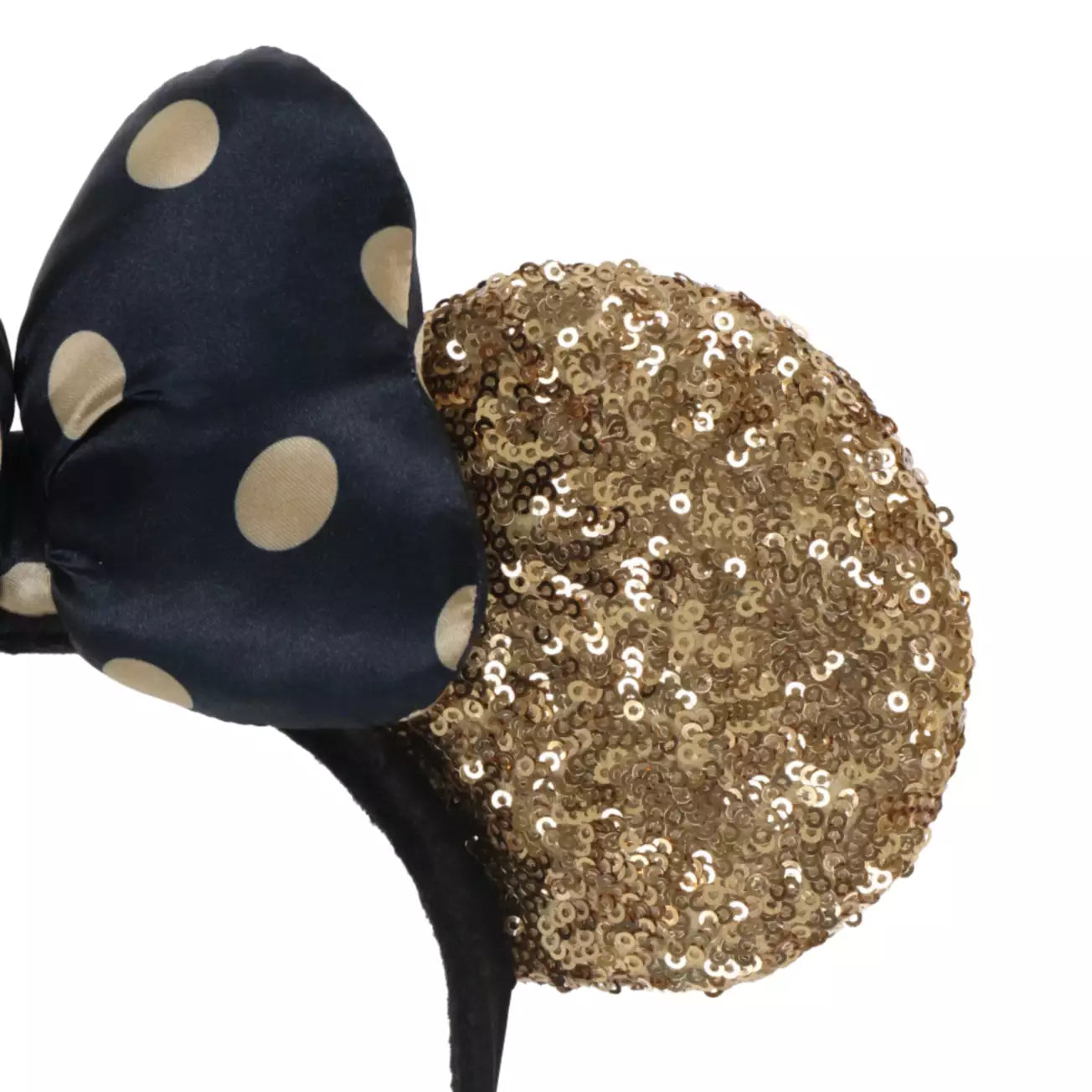 "Pre-Order"  TDR - Minnie Ears Headband - Gold Sequin x Polka Dot