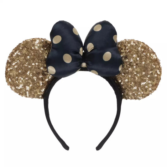 "Pre-Order"  TDR - Minnie Ears Headband - Gold Sequin x Polka Dot