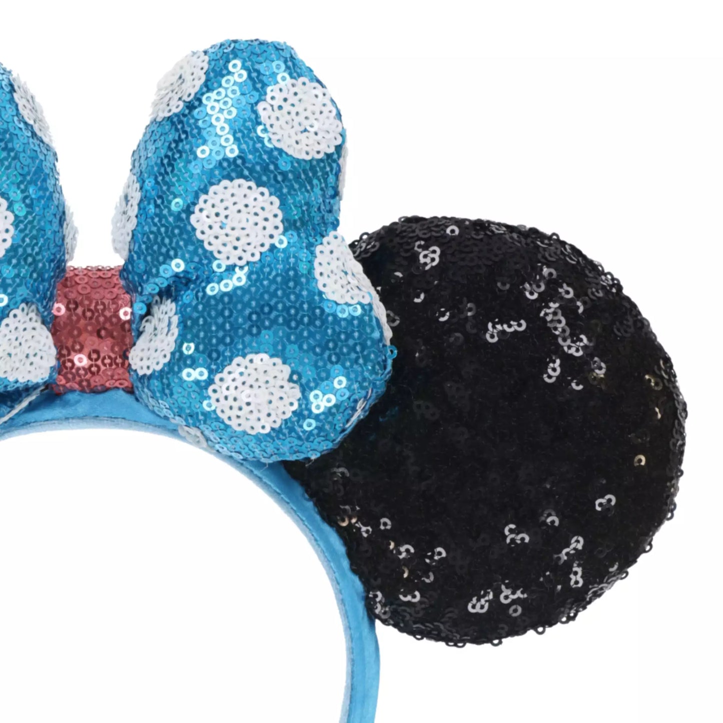 "Pre-Order" TDR - Minnie Ears Headband - Polka Dot Blue Ribbon, Sequin